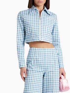 Emilia Wickstead Ignis cropped gingham cotton twill jacket